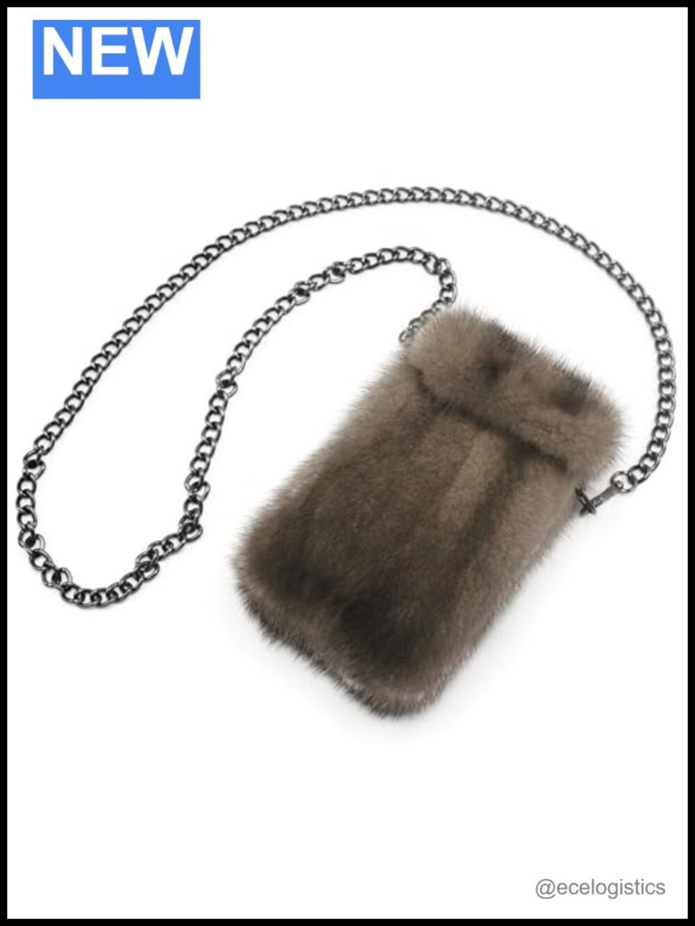 Luxury Fur Handbag Pouch, Mink Fur, Sheepskin Lining